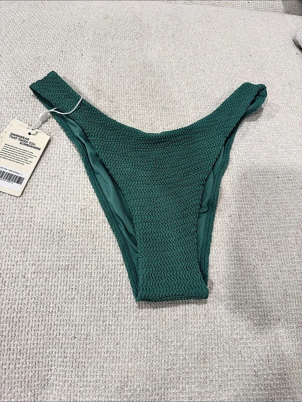 Monday Swimwear Byron Bottom Textured One-Piece in Green Large NWT
